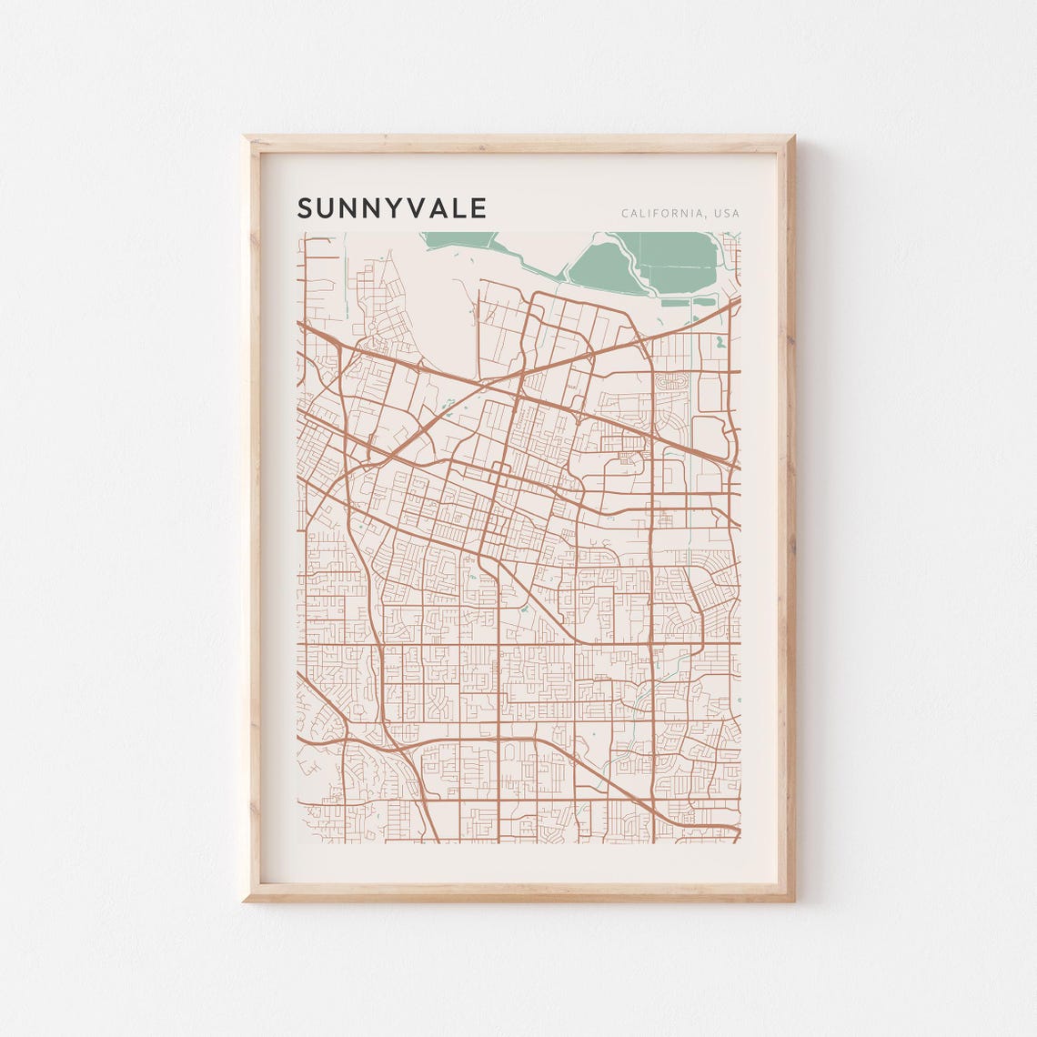 Sunnyvale California Minimalist City Street Map Wall Decor Poster