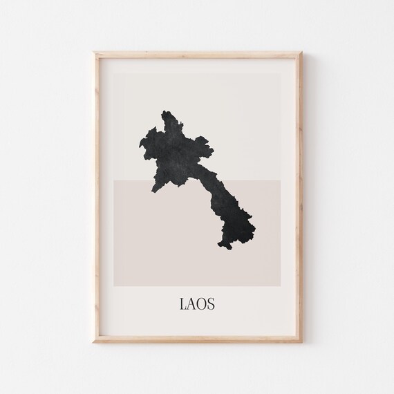 Laos Map Poster Print Minimalist Boho Wall Art Decor For Home Or Gift
