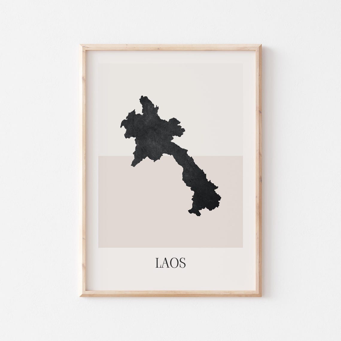 Laos Country Map Black Silhouette Minimalist Boho Style Poster