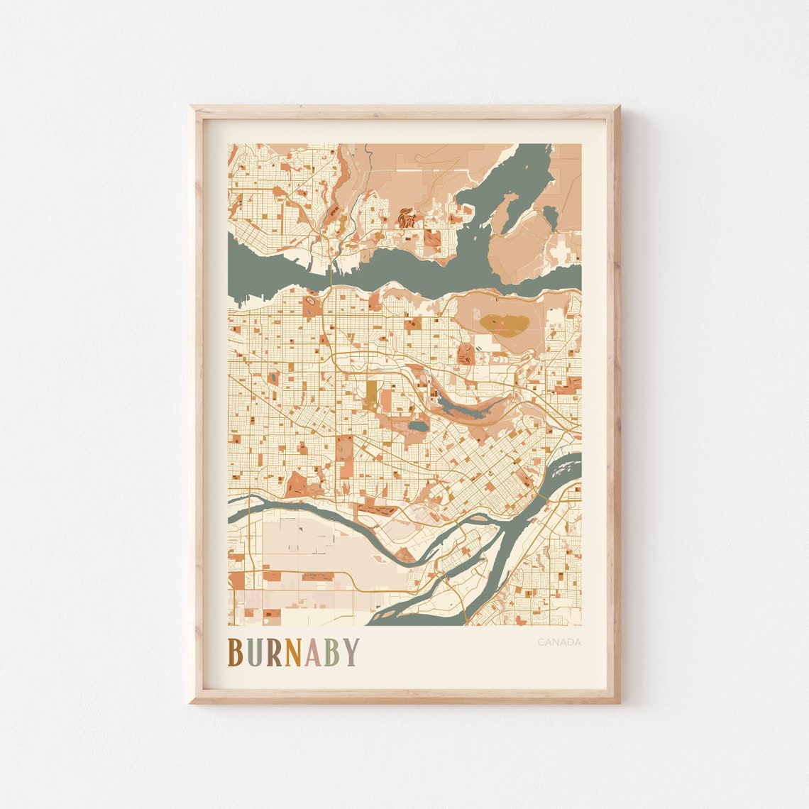 Burnaby Canada Boho Colorful Street Map City Art Poster Home Decor