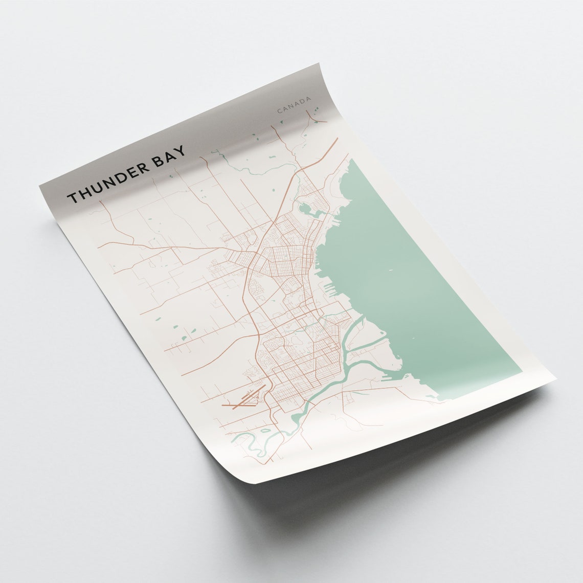 Thunder Bay Ontario Canada Modern Minimalist Lakeside Map Poster - Image 2
