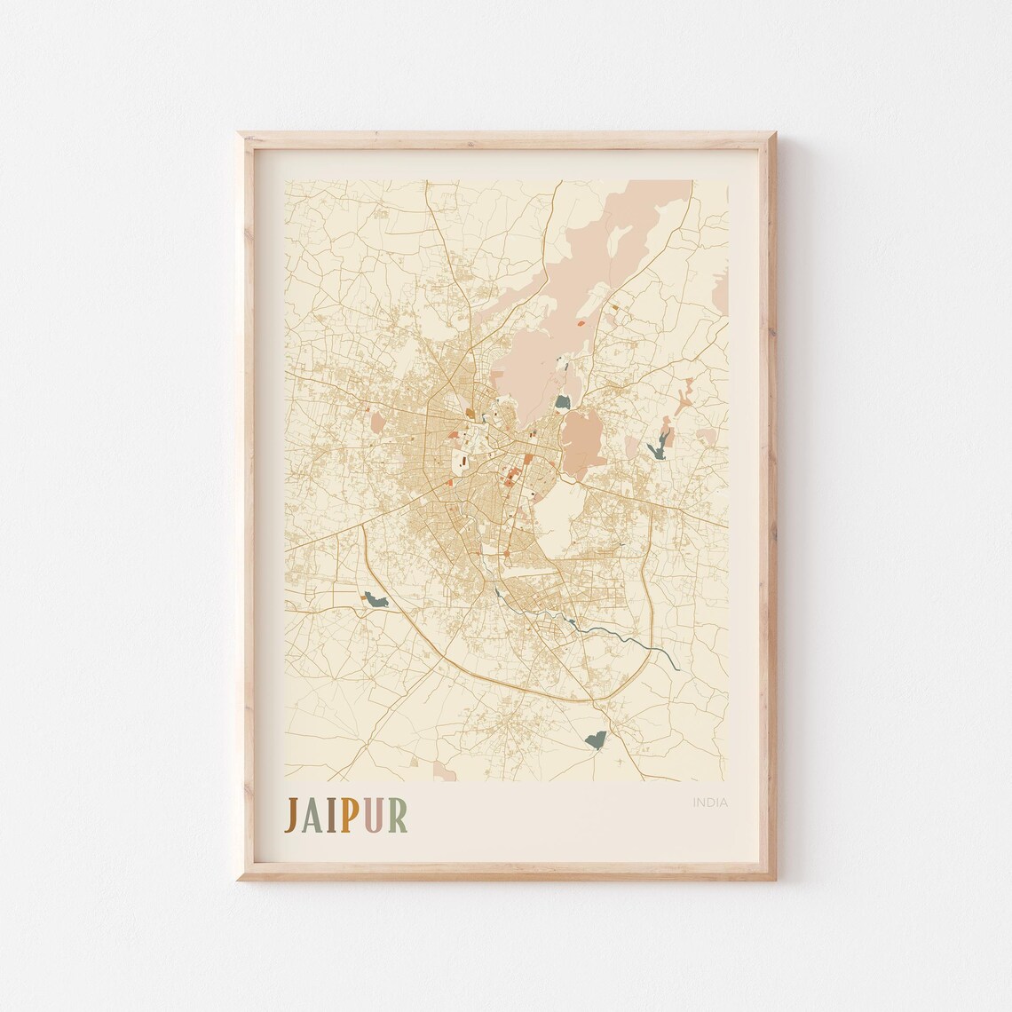 Jaipur Map Poster Print Wall Art India Travel Gift Boho