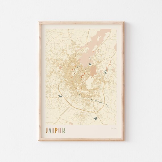 Jaipur Map Poster Print Wall Art India Travel Gift Boho