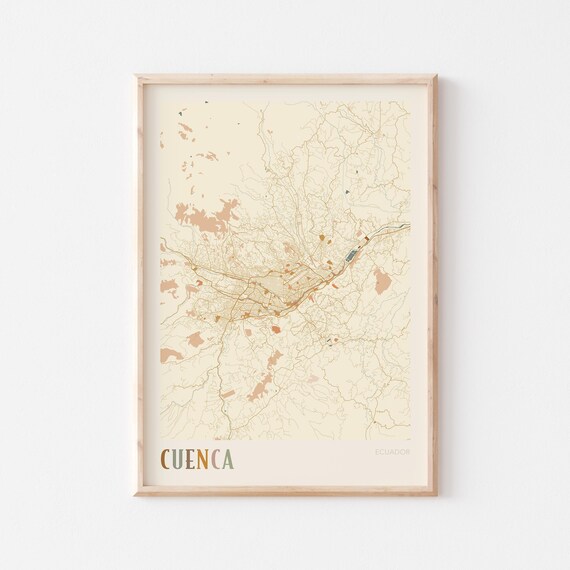 Cuenca Map Poster Print Wall Art Ecuador Travel Gift Boho Decor