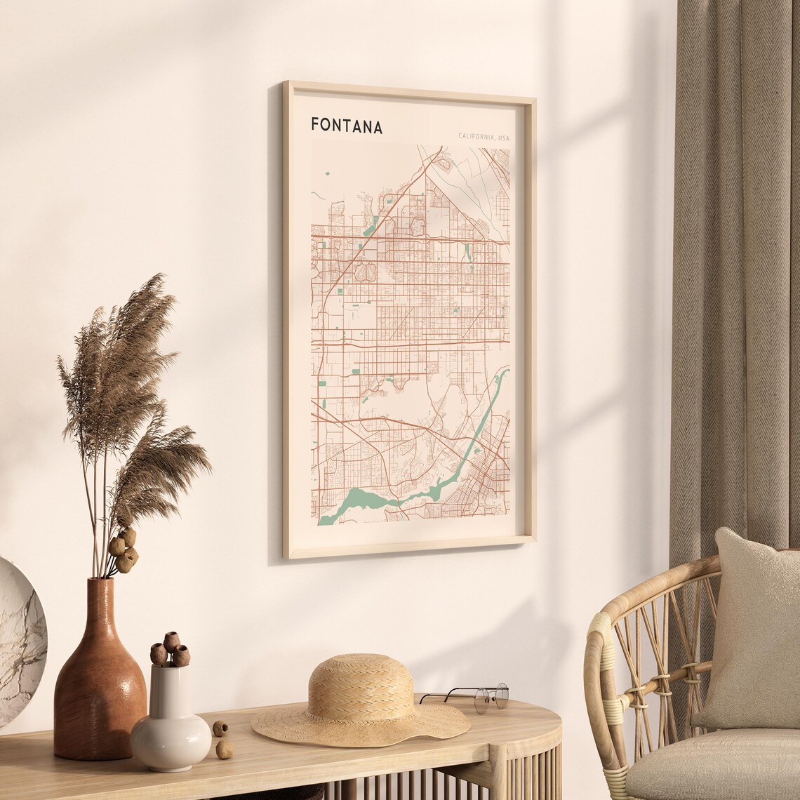 Fontana Map Poster Fontana Print Fontana Poster Fontana Wall Art California Travel Gift Farmhouse Wall Decor Gift For A New Home - Image 3