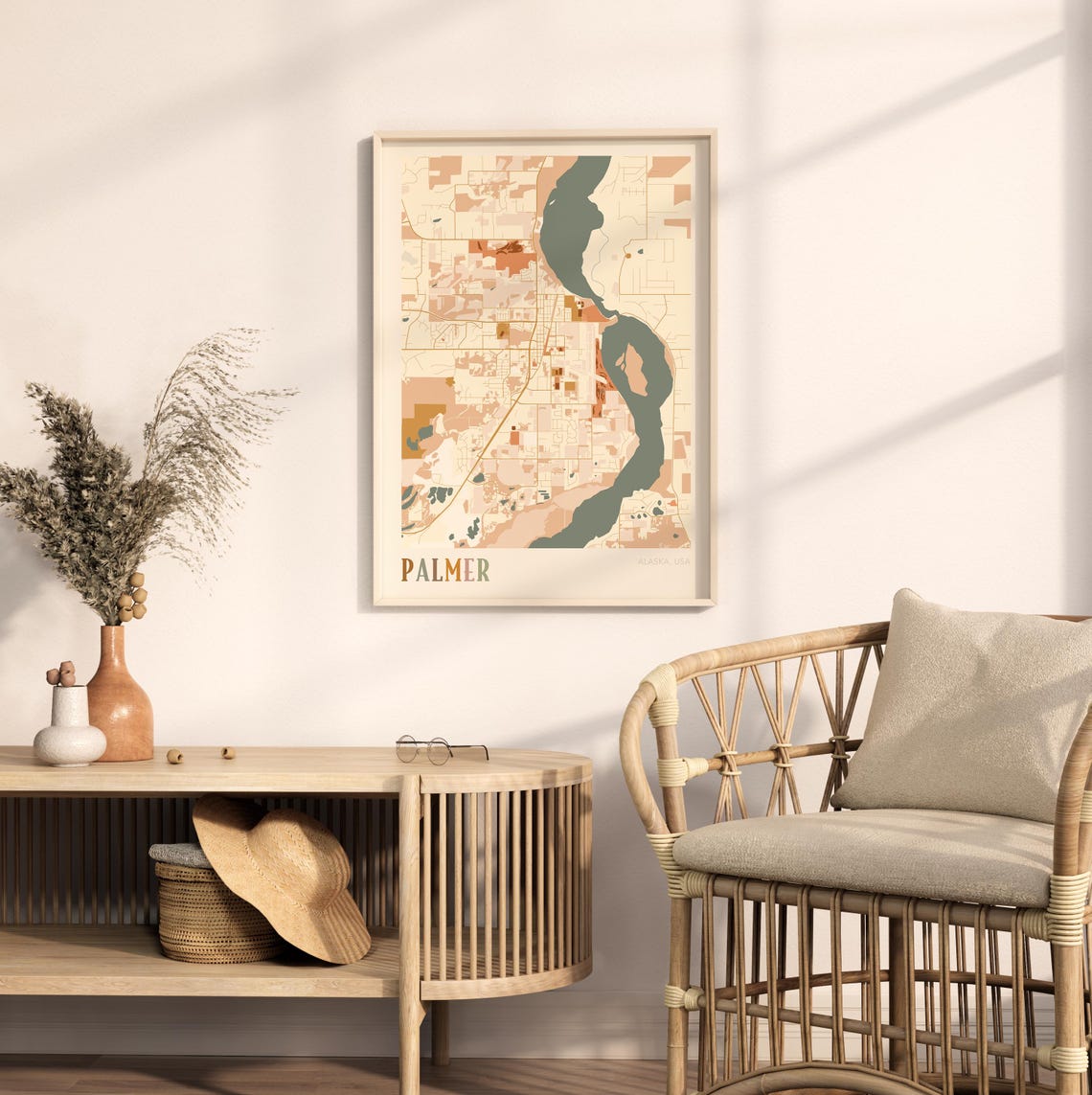 Palmer Alaska Stylized Vintage Street Map Modern City Art Poster - Image 2