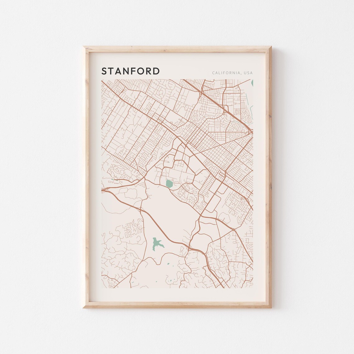 Stanford California Minimalist City Street Map Wall Decor Poster