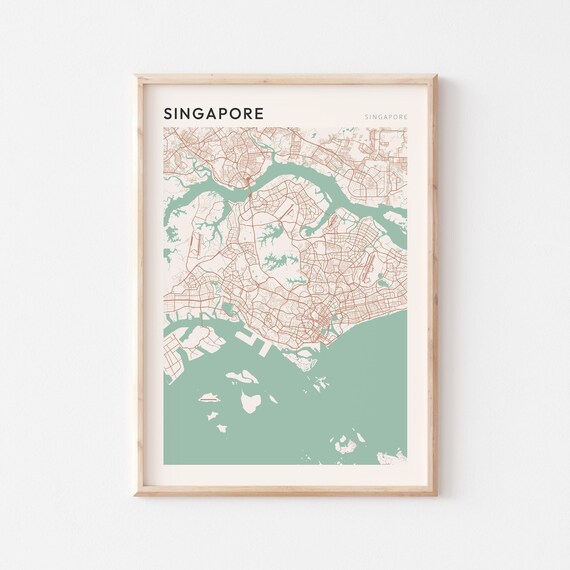 Singapore Minimalist Sage Green Modern Island City Map Poster