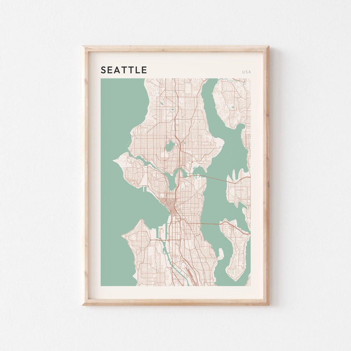 Seattle USA Minimalist City Street Map Poster Bold Black Title