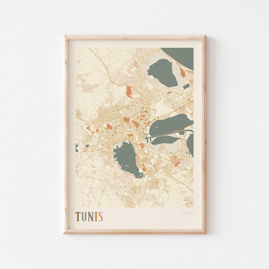 Tunis Tunisia Minimalist City Street Map Poster Travel Decor