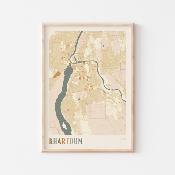 Khartoum Map Poster Print Wall Art Sudan Africa Travel Gift Boho Decor