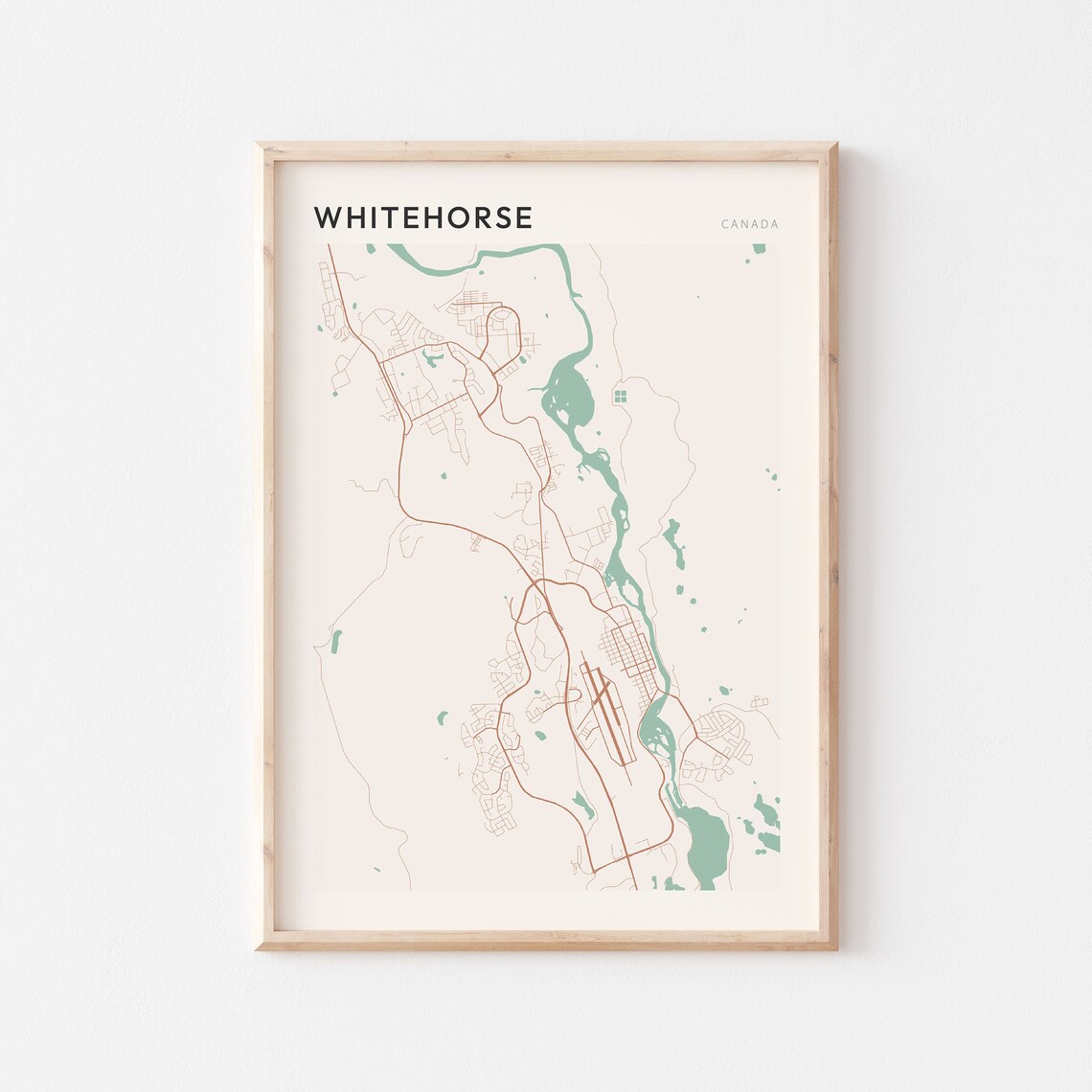 Whitehorse Canada Minimalist City Map Poster with Yukon River