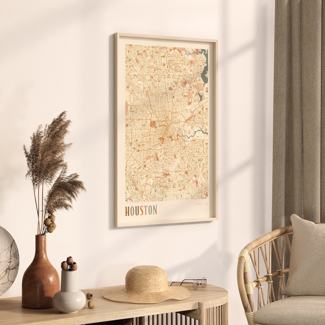 Houston Texas Retro City Map Poster Space City Street Grid Art - Image 3
