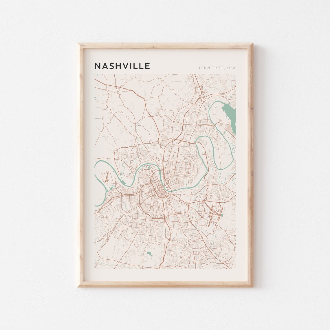 Nashville Tennessee Minimalist City Street Map Music Art Poster