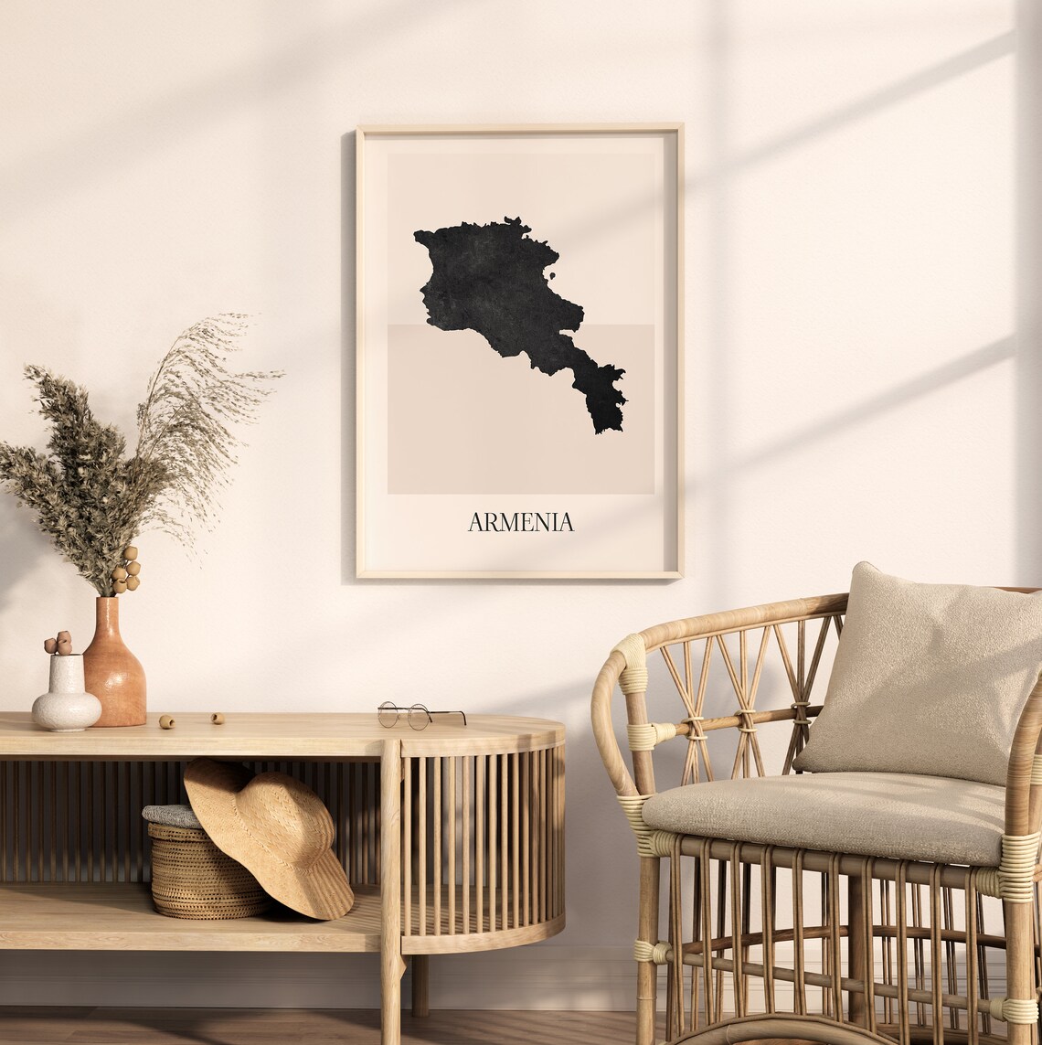 Armenia South Caucasus Minimalist Black Silhouette Country Map Poster - Image 2