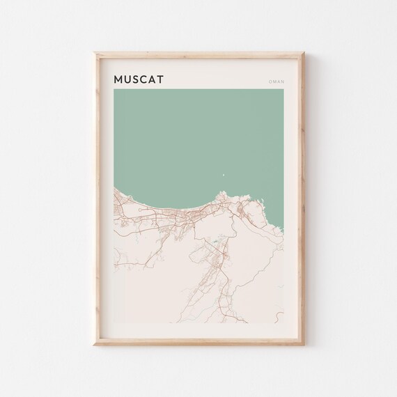 Muscat Map Poster Print Wall Art Oman Travel Gift Minimalist