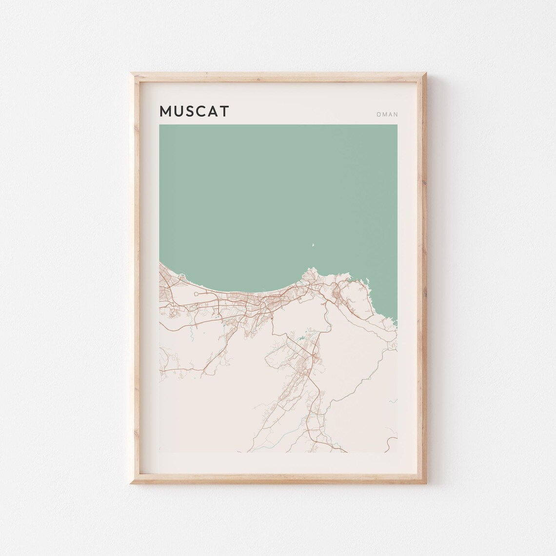Muscat Map Poster Print Wall Art Oman Travel Gift Minimalist