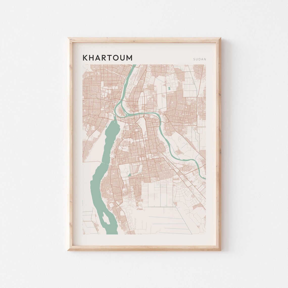 Khartoum Map Poster Print Wall Art Sudan Africa Travel Gift Minimalist