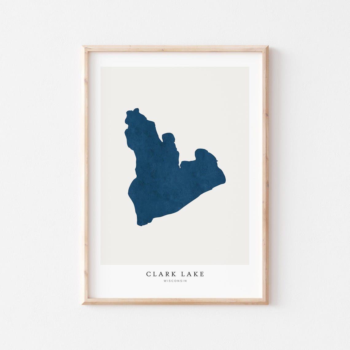 Clark Lake Wisconsin Map Silhouette Navy Blue Minimalist Art Print