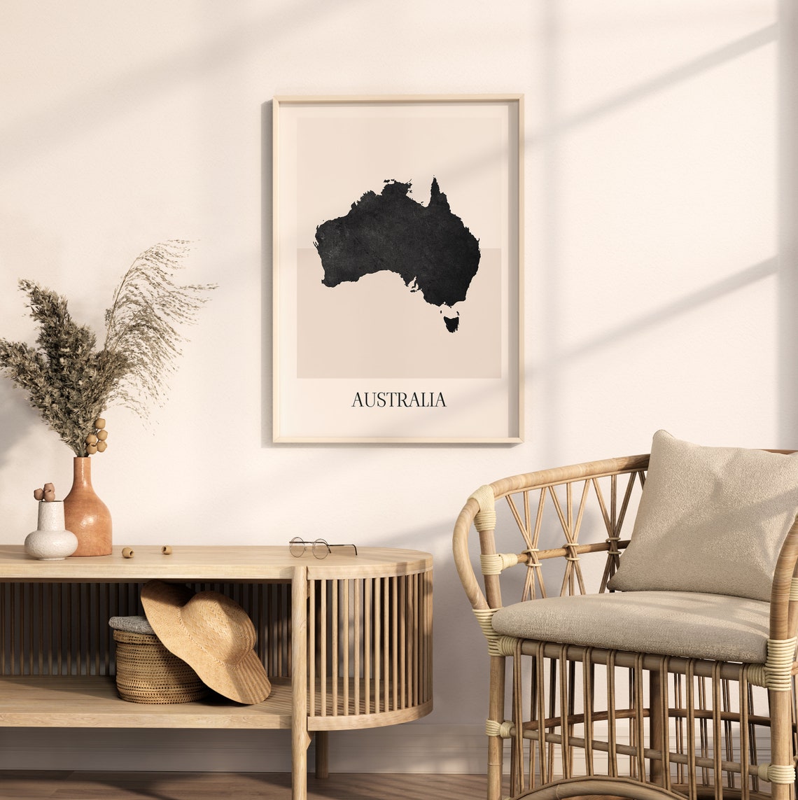 Australia Oceania Black Silhouette Minimalist Country Map Poster - Image 2