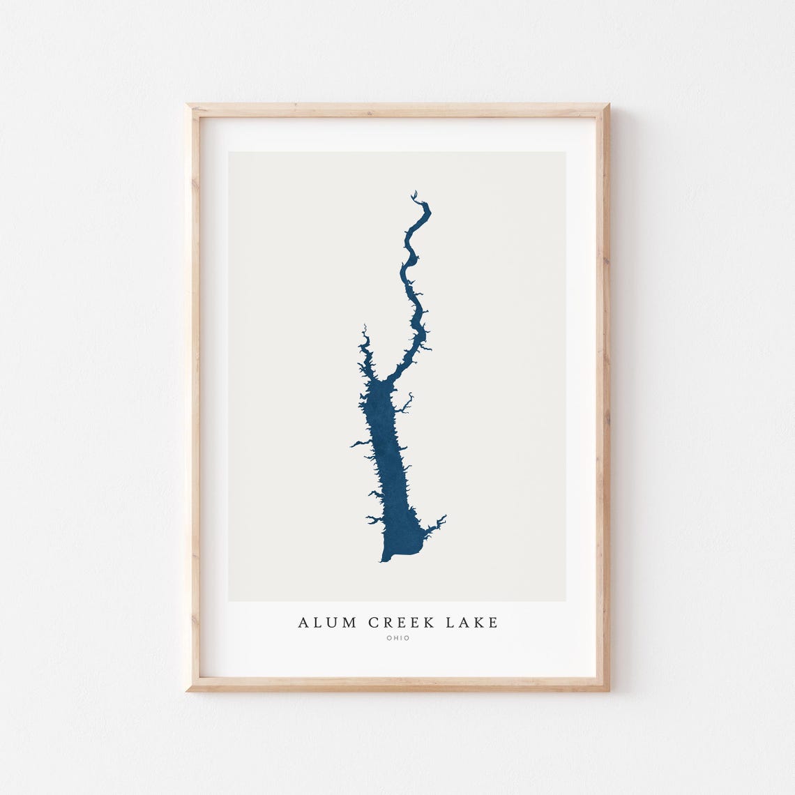 Alum Creek Lake Ohio Map Art Minimalist Lake Silhouette Print