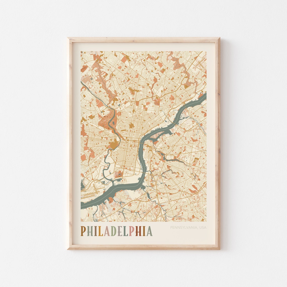 Philadelphia Map Poster Philadelphia Wall Art Philadelphia City Map Philadelphia Print Philadelphia Poster Philadelphia Pennsylvania