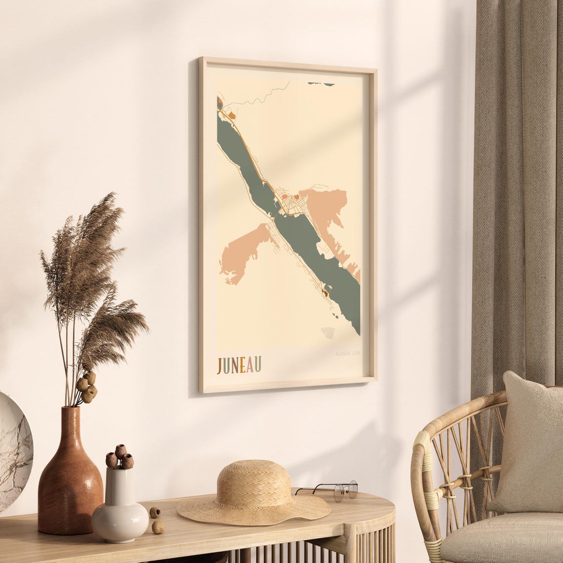Juneau Alaska Stylized Vintage Street Map Modern City Art Poster - Image 3