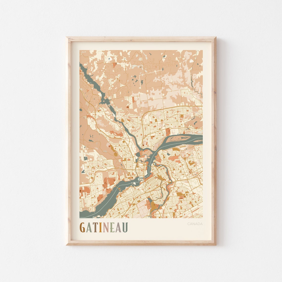 Gatineau Map Poster Gatineau Wall Art Gatineau Poster Gatineau Print Gatineau Print Gatineau Canada Boho Wall Art