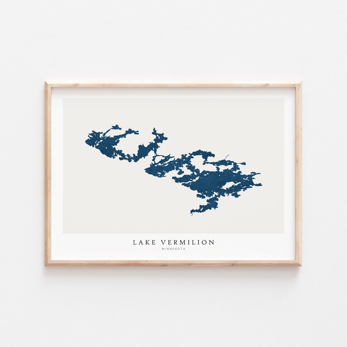 Lake Vermilion Minnesota Map Art Minimalist Lake Silhouette Print