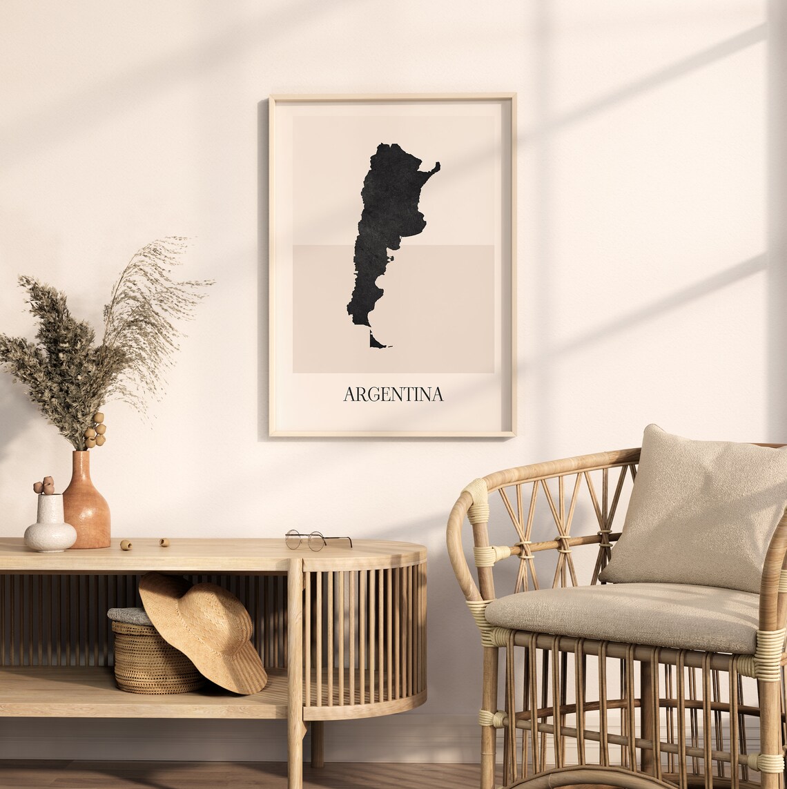 Argentina South America Minimalist Black Silhouette Country Map Poster - Image 2