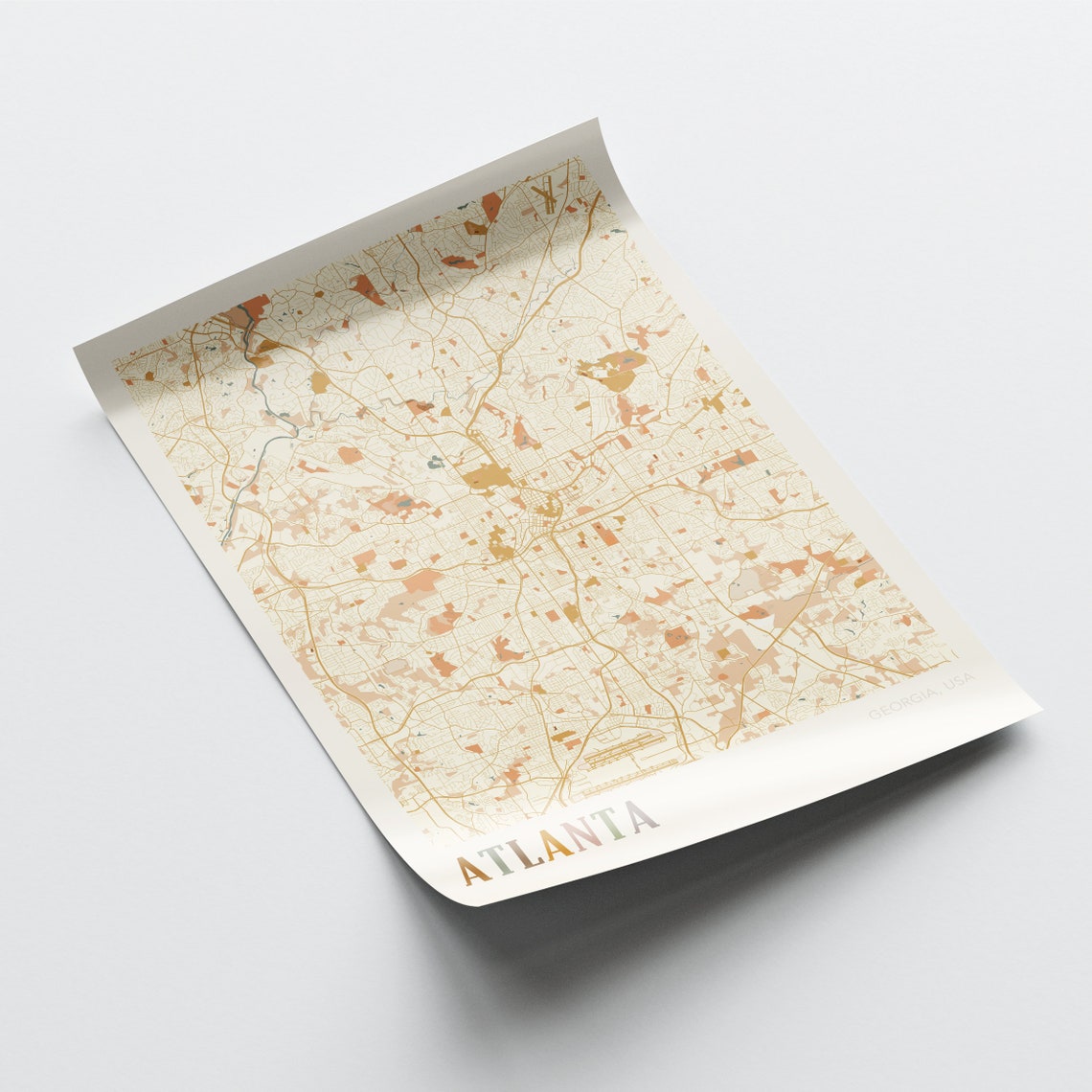 Atlanta Map Poster Atlanta Wall Art Atlanta City Map Atlanta Print Atlanta Poster Atlanta Georgia United States Boho Wall Art - Image 2
