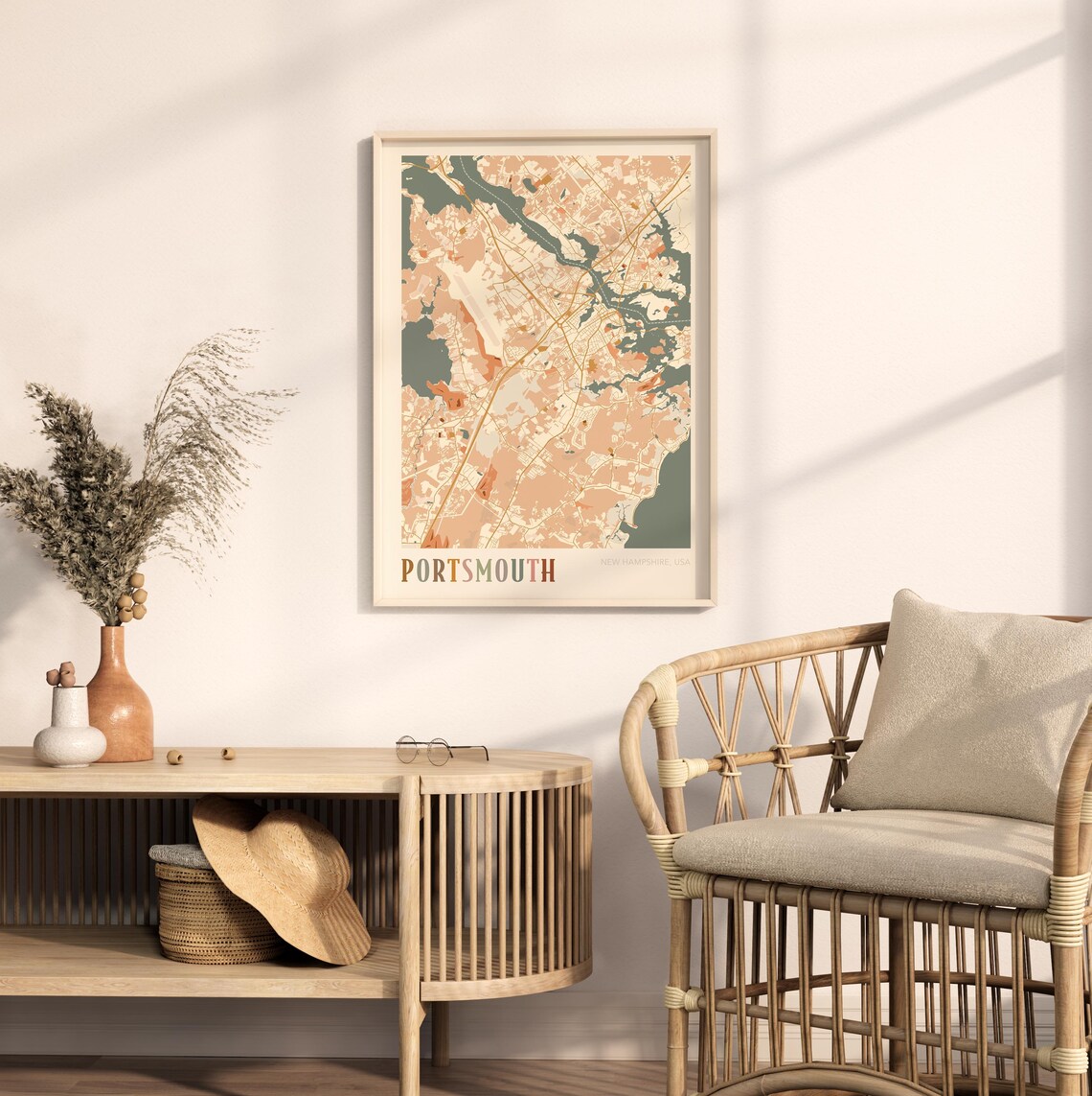 Portsmouth New Hampshire Boho City Street Map Travel Gift Poster - Image 2