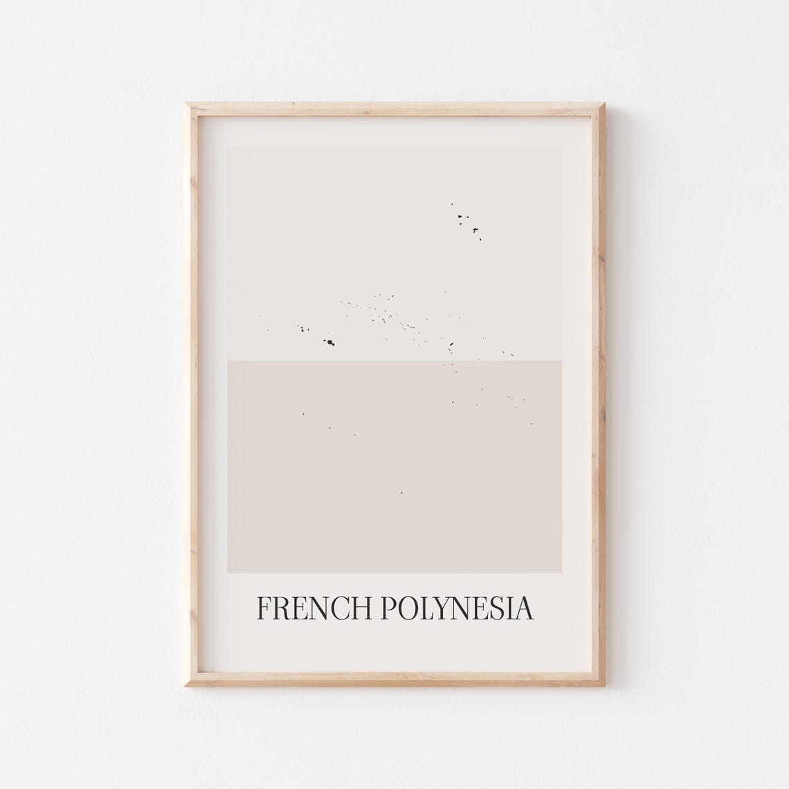 French Polynesia Islands Map Dots Minimalist Modern Beige Poster