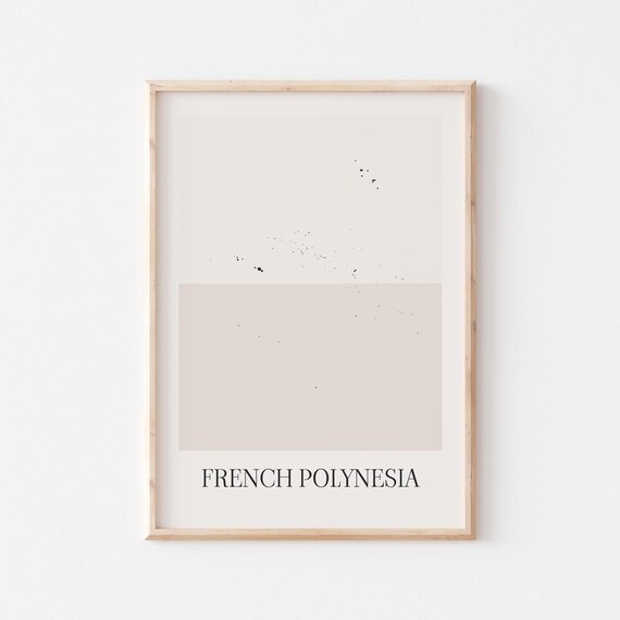 French Polynesia Map Poster Print Minimalist Boho Wall Art Decor For Home