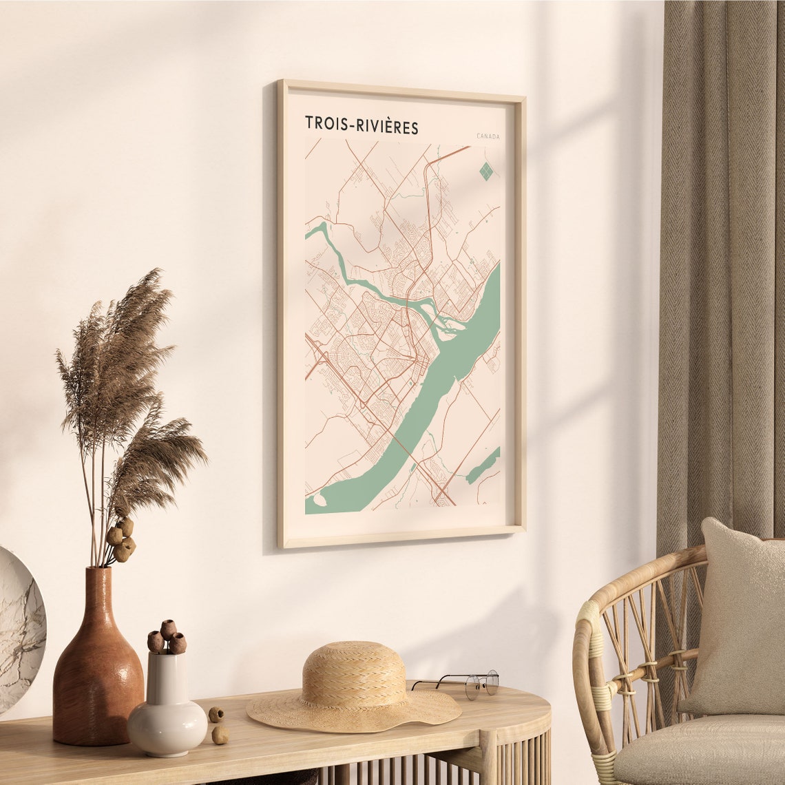 Trois-Rivieres Quebec Canada Modern Minimalist Riverside Map Poster - Image 3