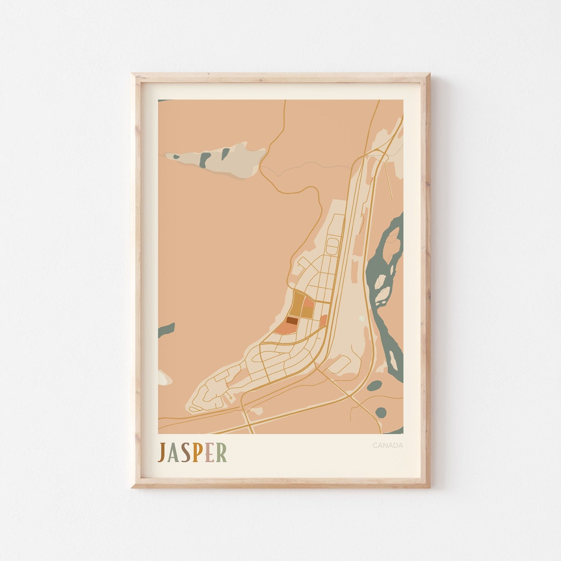 Jasper Canada Warm Terracotta Minimalist City Map Poster Decor