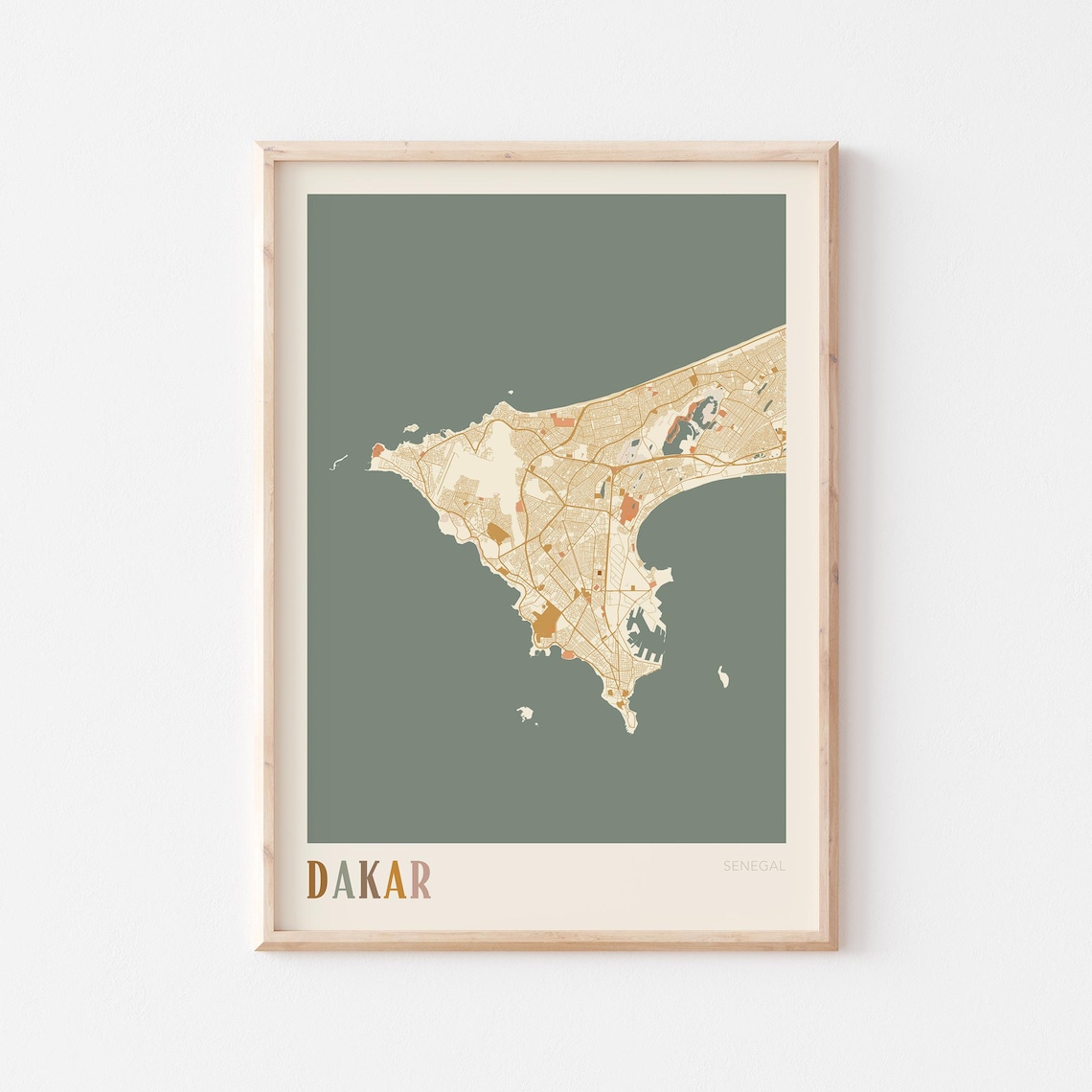 Dakar Senegal Coastal Capital City Map Minimalist Travel Poster