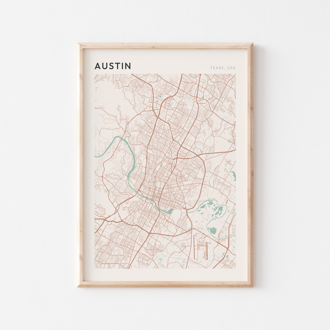 Austin Texas Minimalist City Street Map Live Music Art Poster