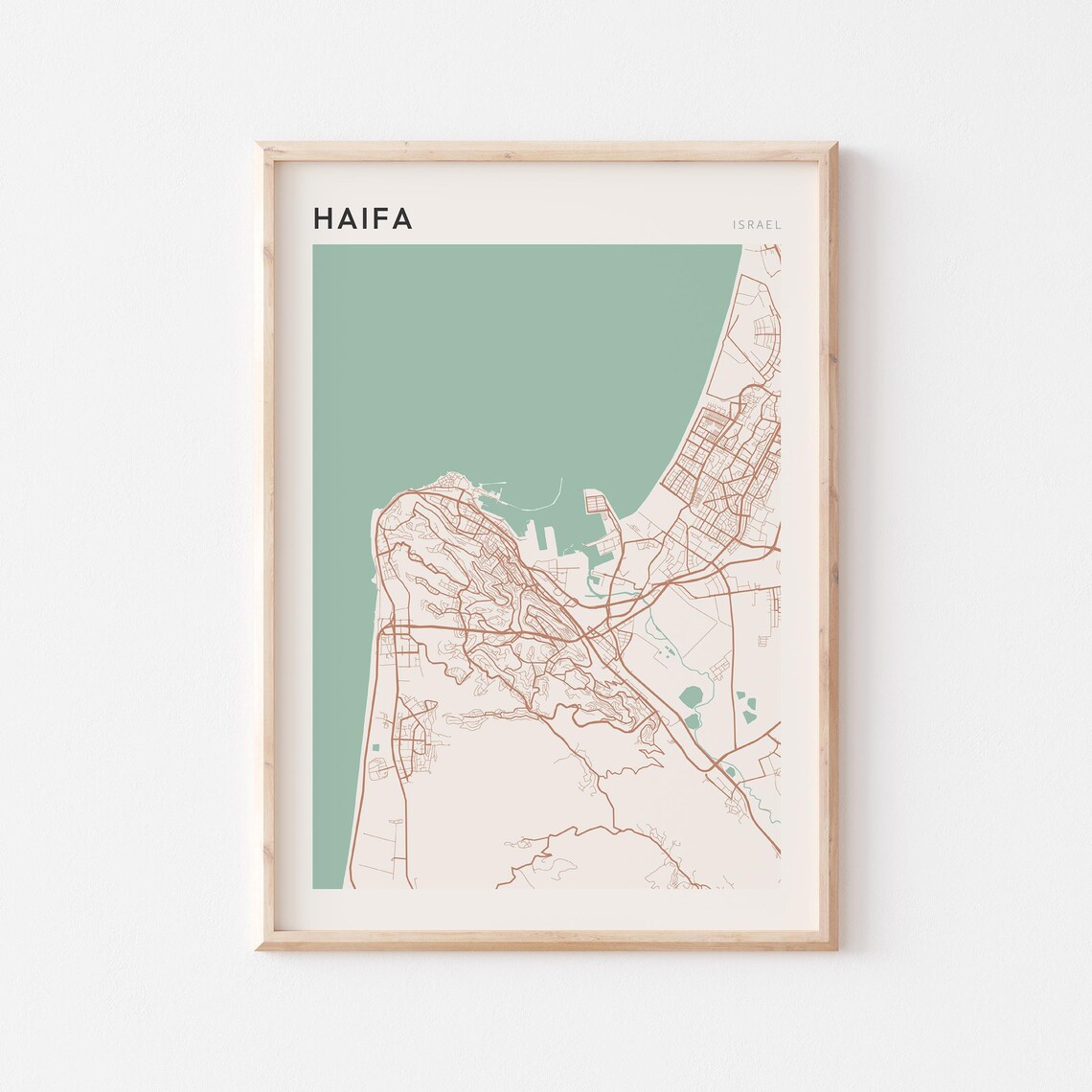 Haifa Map Poster Print Wall Art Israel Travel Gift Minimalist