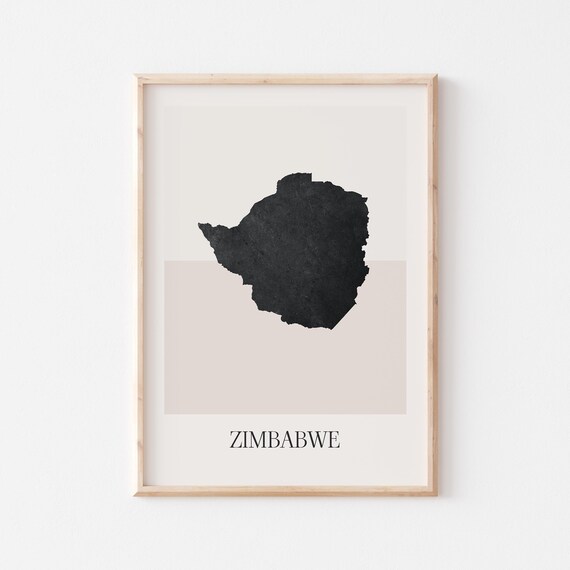 Zimbabwe Map Poster Print Minimalist Boho Wall Art Decor For Home Or Gift