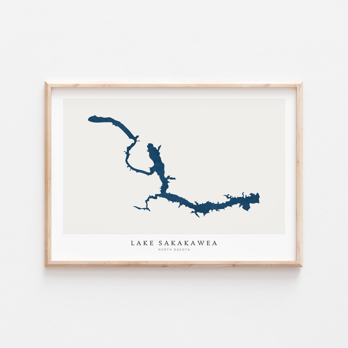 Lake Sakakawea North Dakota Navy Minimalist Lake Map Art Poster