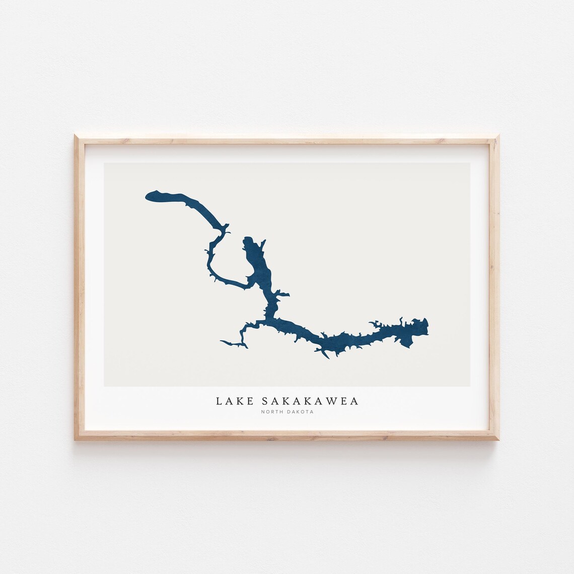 Lake Sakakawea Print Poster Art Wall Map North Dakota