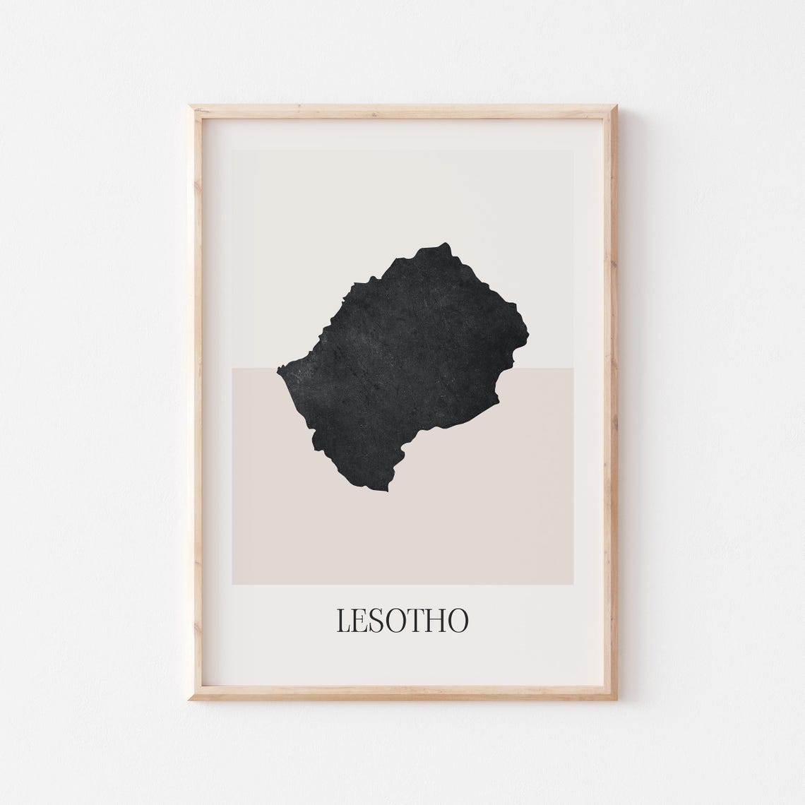 Lesotho Minimalist Country Map Black Silhouette Boho Style Poster