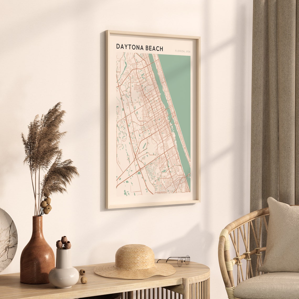 Daytona Beach Florida Map Poster Copper Line Street Map Coastal Decor - Image 3