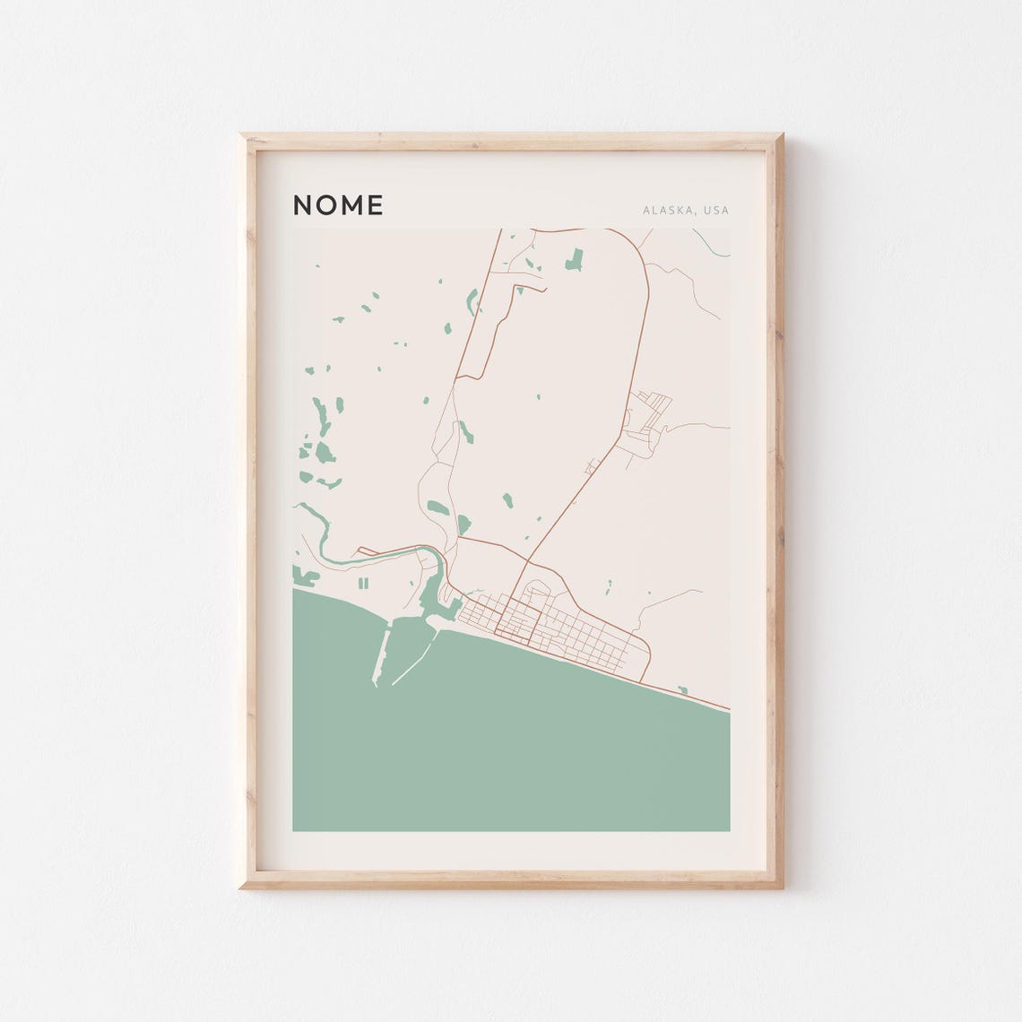 Nome Alaska Minimalist Line Street Map Modern City Art Poster