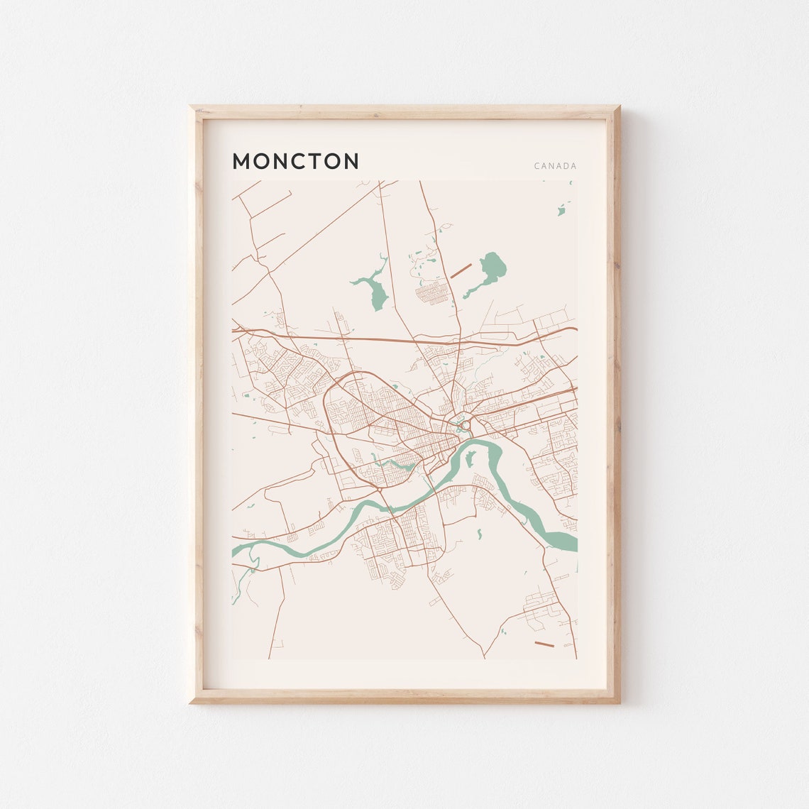 Moncton New Brunswick Canada Modern Minimalist City Map Poster