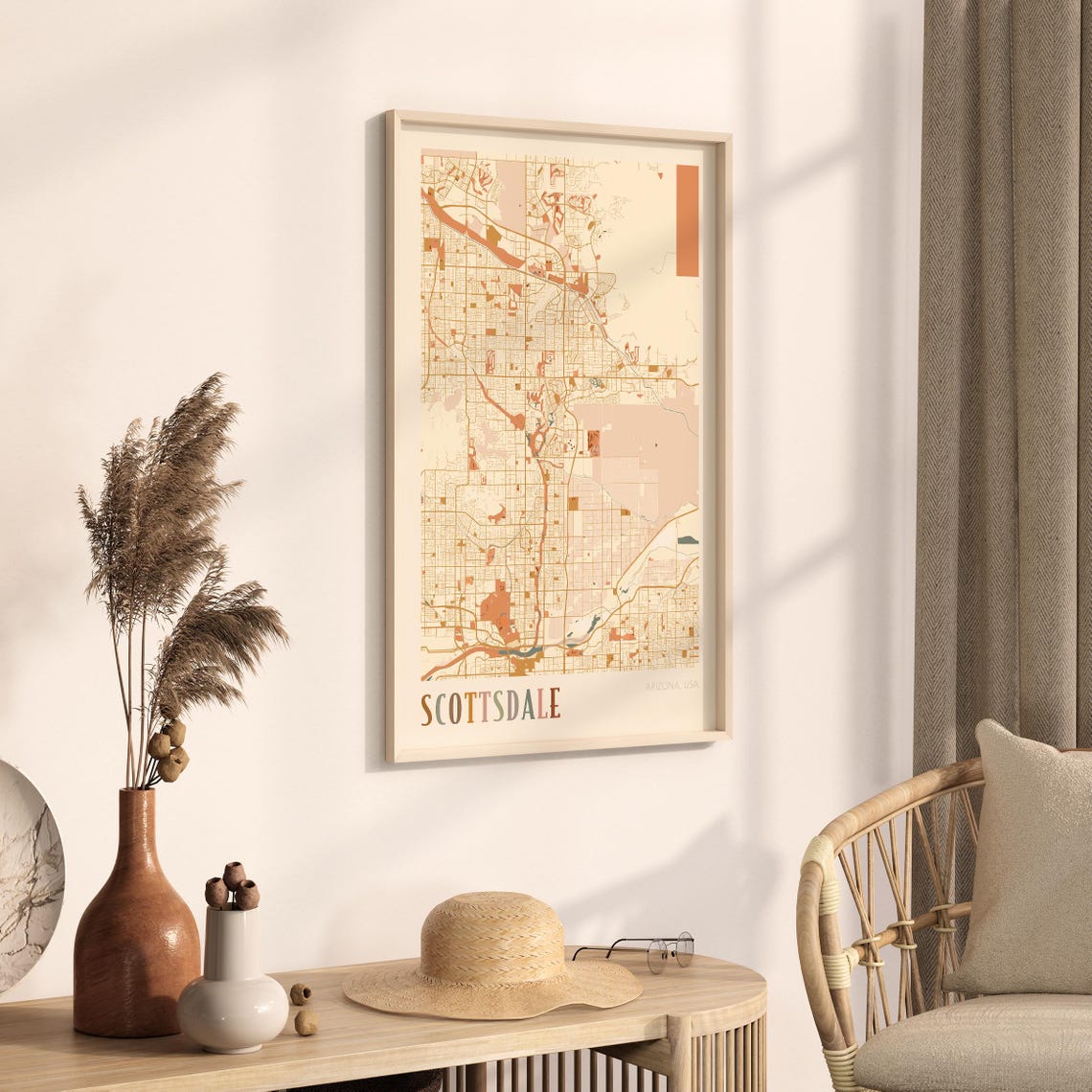 Scottsdale Arizona Stylized Vintage Street Map Modern City Art Poster - Image 3