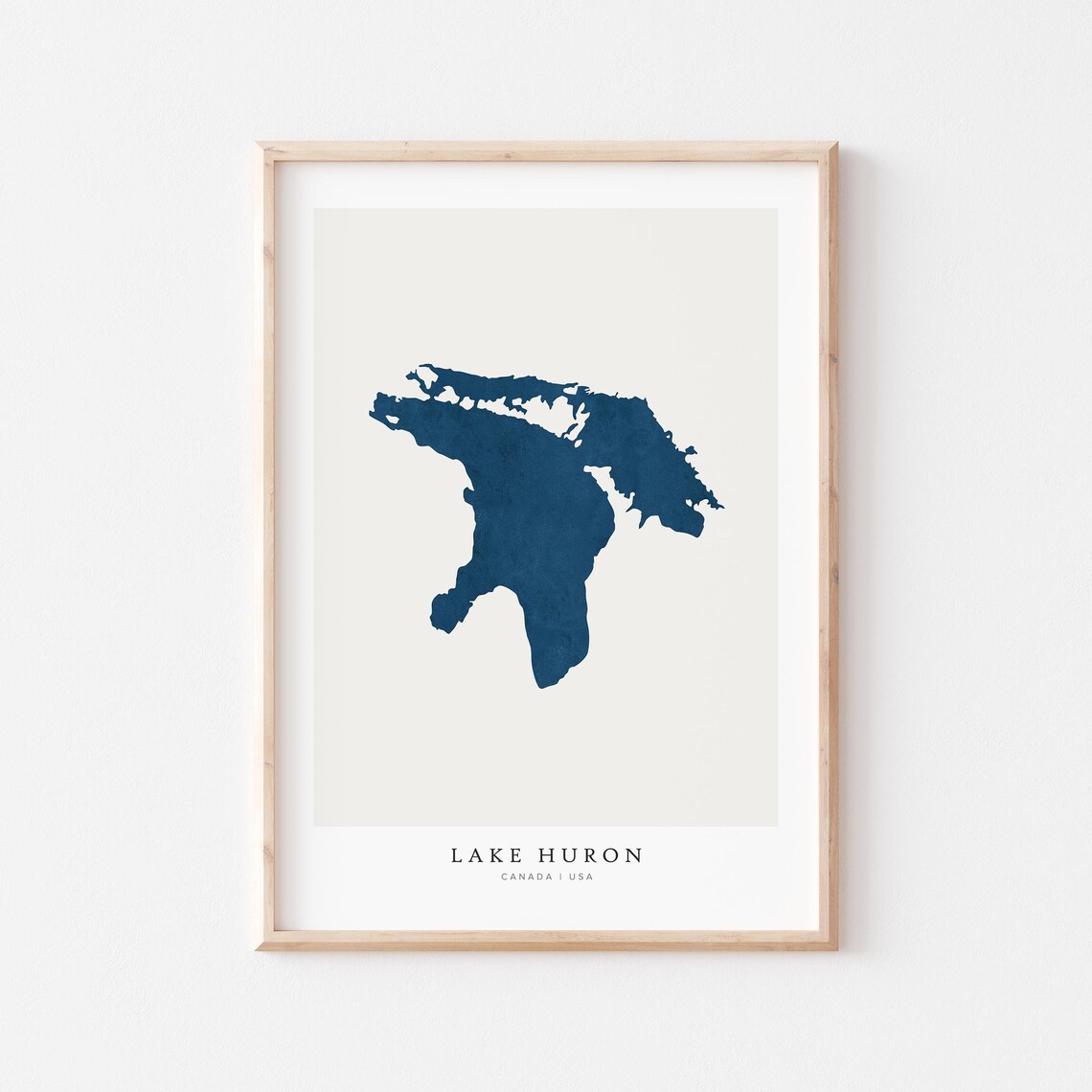 Lake Huron Travel Poster, Michigan Ontario Map