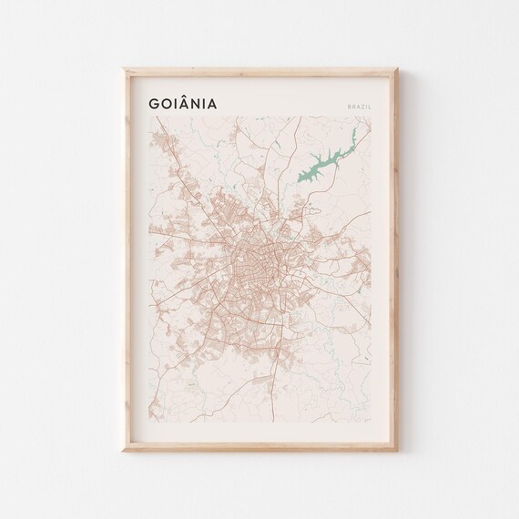 Goiania Map Poster Print Wall Art Brazil Travel Gift Minimalist