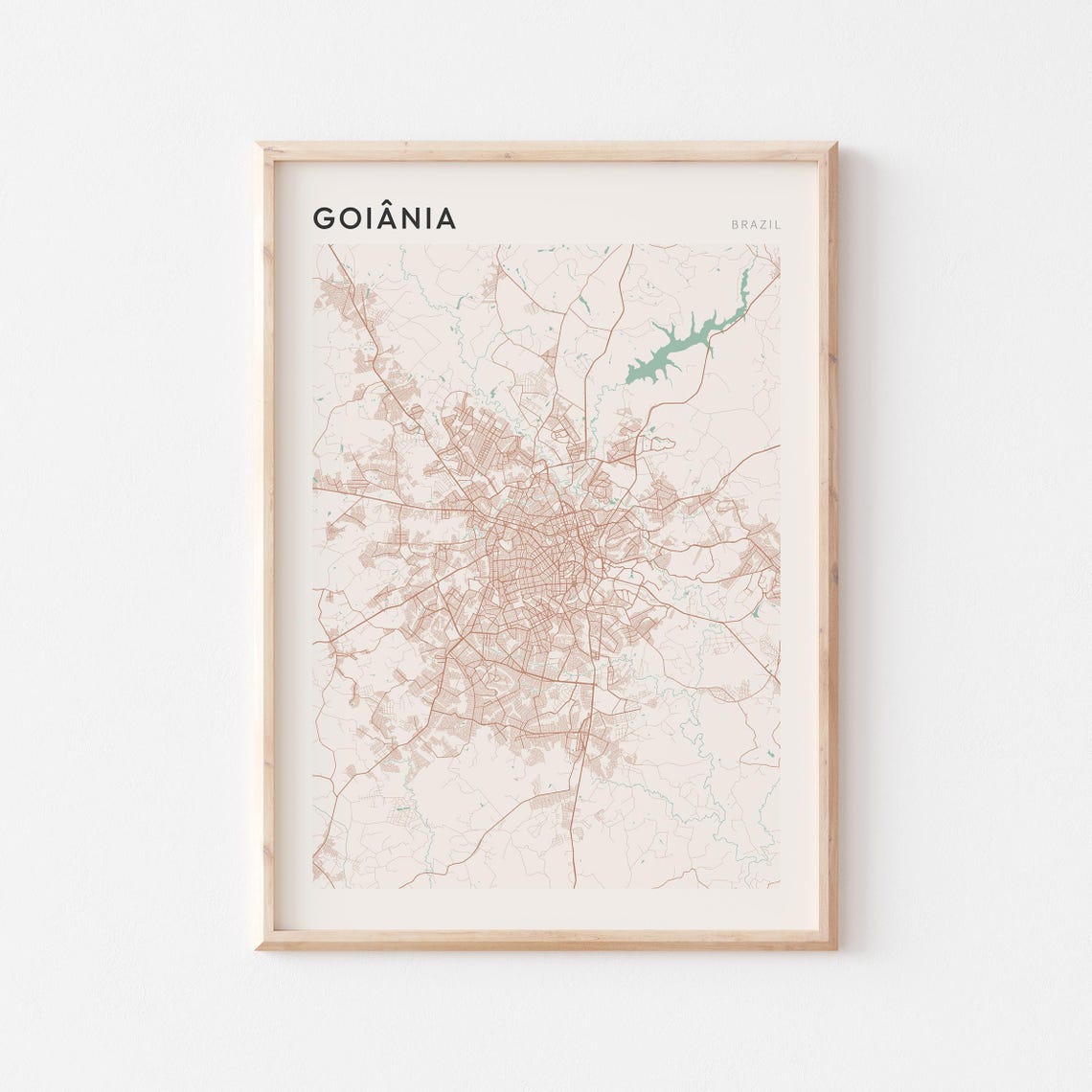 Goiania Brazil Minimalist City Street Map Travel Keepsake Poster